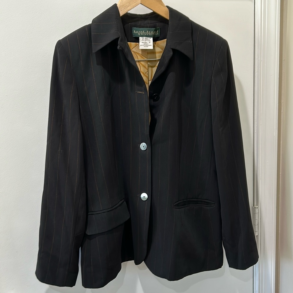 Black polyester Harvé Benard blazer size 12
